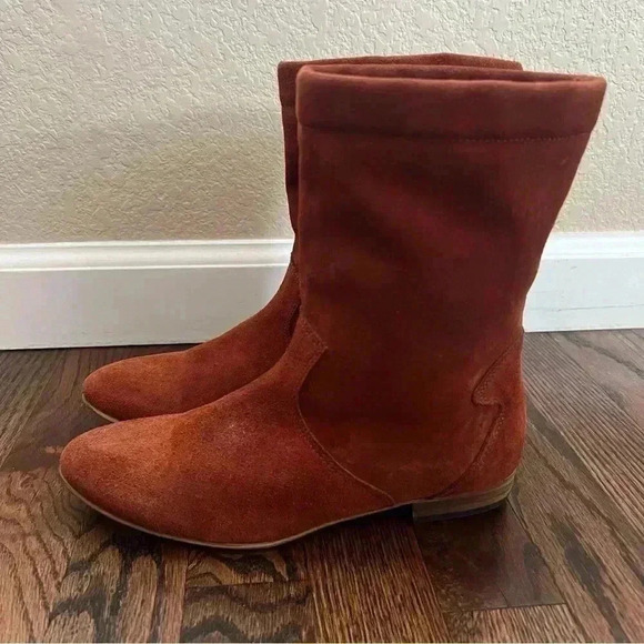 Free People Ashville Slouchy Suede Leather Ankle Boots Size 36, US 6 Rust 935296 - Picture 7 of 16